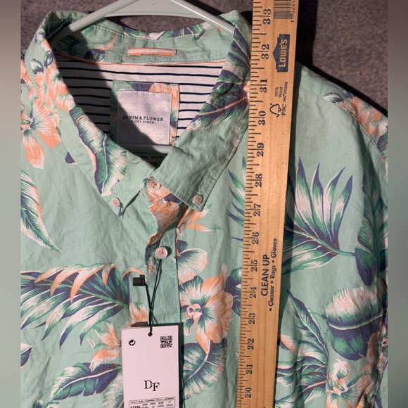 Denim & Flower Light Green Floral Men's Shirt New - Picture 4 of 7